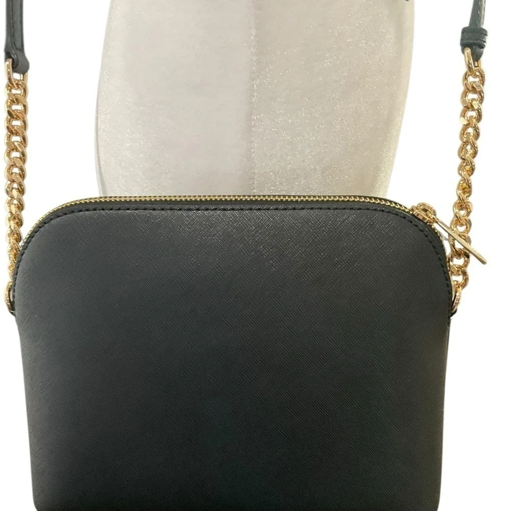 Michael Kors Black and Gold Medium Dome Crossbody Bag